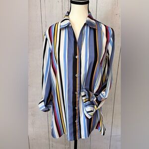 Anne Klein Striped Women Multicolor Blouse Size 10